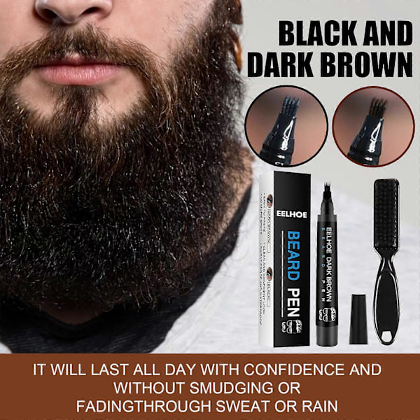 Skægfyldningspen Kit Vandtæt Salon Hårgravering Styling Øjenbryn Børste Værktøj