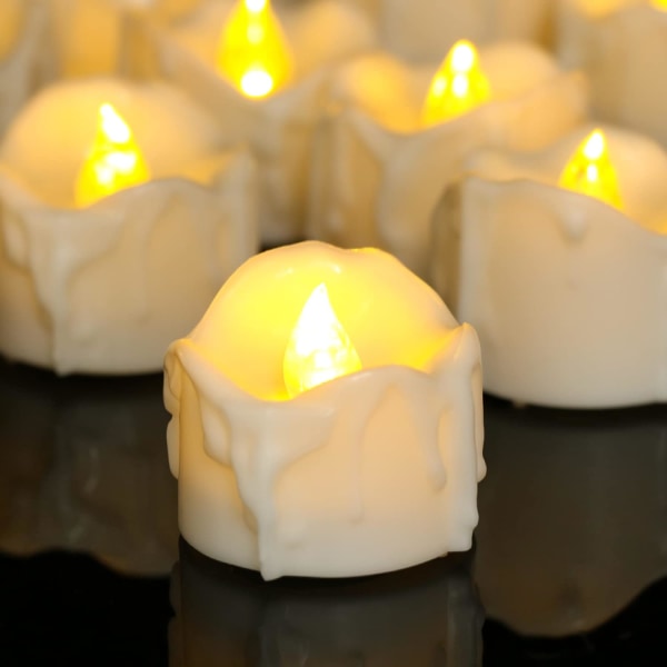 12 pakkausta paristokäyttöiset liekettömät LED-kynttilät välkkyvät sähköiset teevalot ajastimella