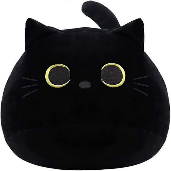 UBIUO Svart Katt Plyschleksak Svart Katt Kudde, Mjuk Plyschdocka Katt Plushie Katt Kudde, Fylld Djur Mjuk Plyschkudde Baby Plyschleksaker Katt Form Design Så