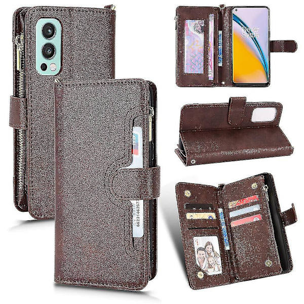 Etui til Oneplus Nord 2 5g deksel snor skulderstropp og håndstropp glidelås magnetisk lommebok etui
