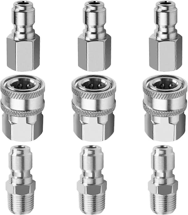 Trykvaske Adapter Sæt, 3/8 Tommer Rustfrit Stål Han og Hun Hurtigkoblingssæt til Trykvaske og Sprøjte