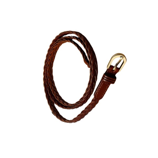 Flettet skinnbelte - Lys brun (105cm)