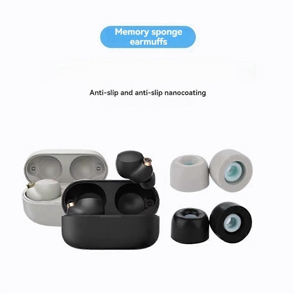 Öronmuffar i Memory Foam för Sony WF-1000XM4 Bluetooth Hörlurar Svart-M