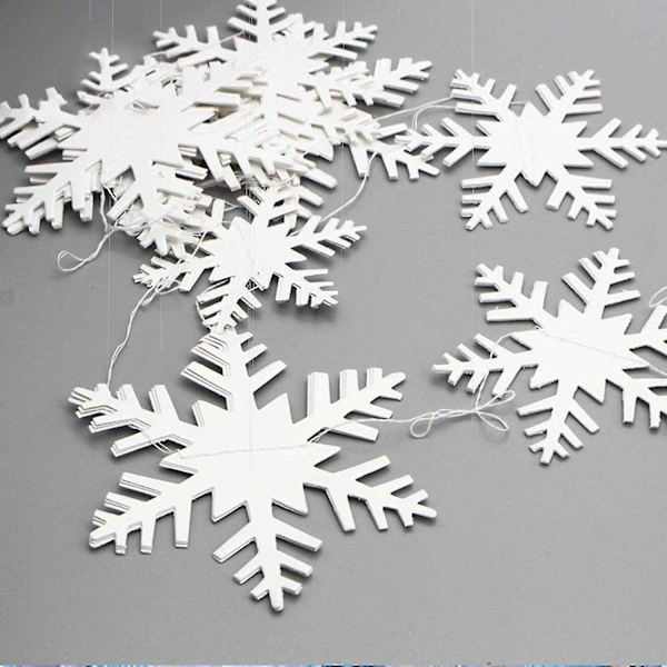 Vinter Jul Hængende Snefnug Dekorationer, 12stk 3d Store Sølv Snefnug & 12stk Hvide Papir Snefnug Hængende Girlande Til Jul Vinter W
