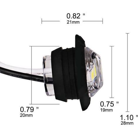 3 Stykker - 3 LED Små Runde Lastbil Trailer Pick-Up RV Sidelys DOT Baglygter 3/4 Tomme