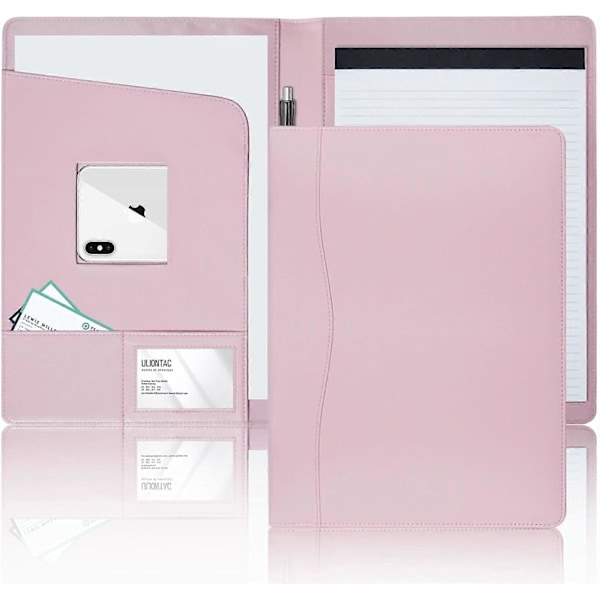 (Vaaleanpunainen) Nahkainen Portfolio-kansio Padfolio, Liiketoiminta-kansiojärjestäjä Asiakirja Suunnittelija Portfolio-kansio Säilytystasku Lakilehtipidikkeelle Paperityölle P
