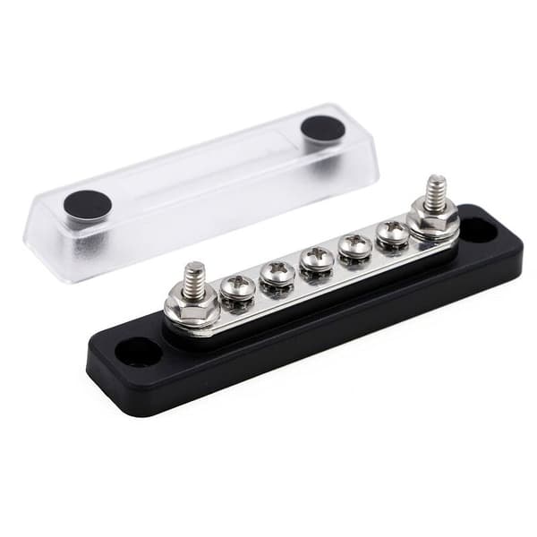 100A samlingsskena med 2 bultar, 5 skruvar och lock, 12V 24V 48V DC