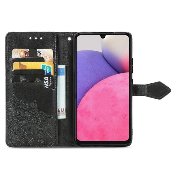 For Samsung Galaxy A33 5G Mandala Blomst Preget Lærveske