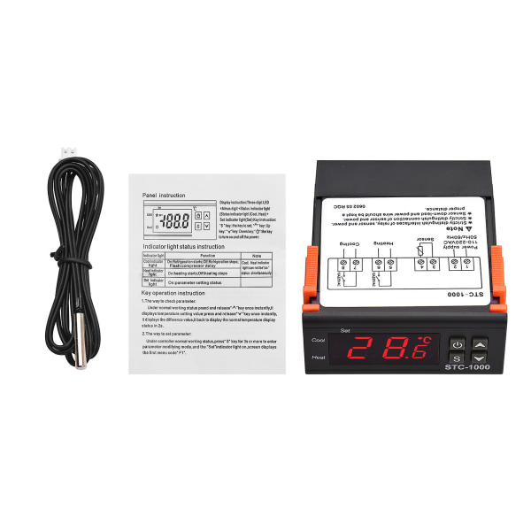 Digital temperaturregulator Stc-1000 Intelligent temperaturregulator AC 110~220v Køleskabstermostatstøtte Opvarmning/køling/temperatur Korr. AC 110-220V