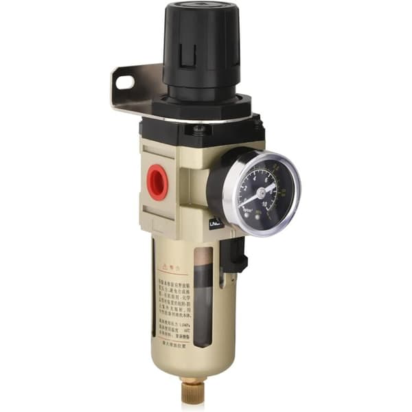 Vannutskiller, trykkregulator, trykkluftregulator for trykkluftkompressor, med metallskjerm, 3/8 tomme filter