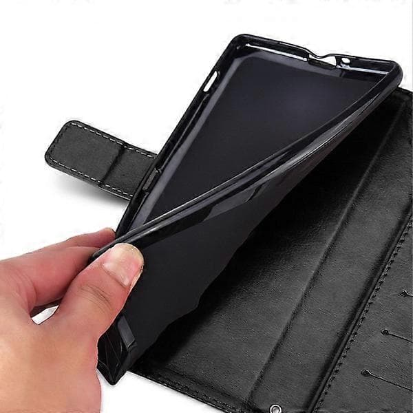 Galaxy S21 Ultra Wallet Case Sort Læder Læder Etui sort