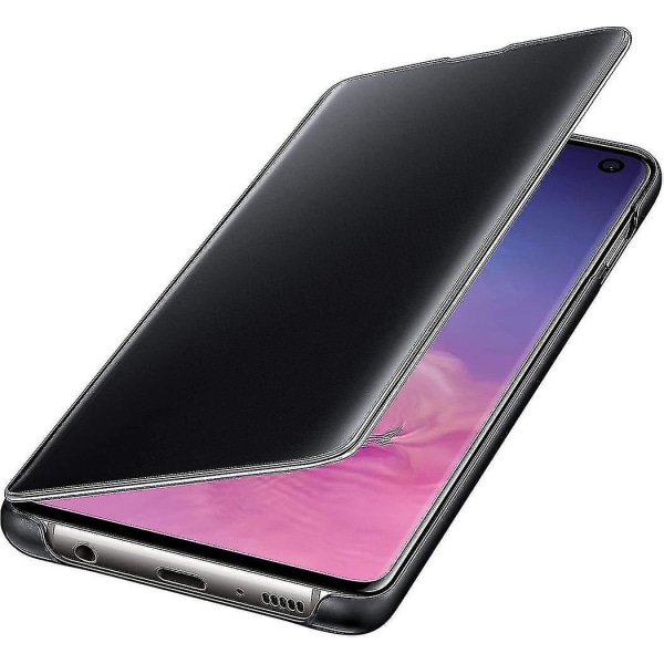 För Samsung Galaxy S10 Skyddande Clear View Folio Cover Case - Svart Junmai LONG