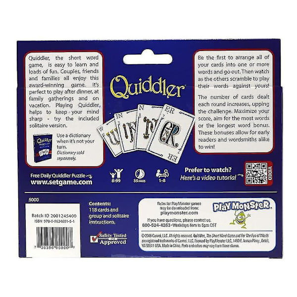 Quiddler Brettspill for hjemmefest Voksen Familie Spillekort Spill Gaver puslespill spill, fest spill