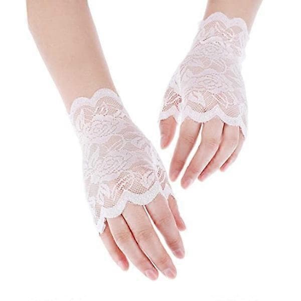 2 Par Lace Handsker, Blomst Lace Fingerløse Handsker Til Kvinder
