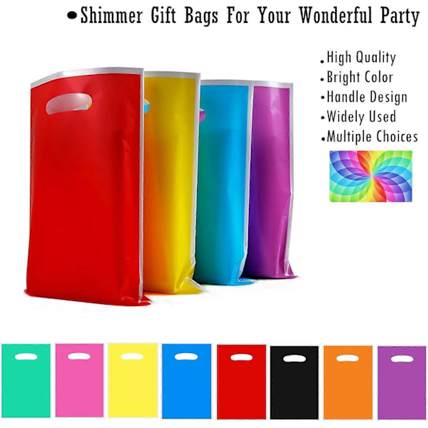 30 st. Färgade Plastpresentpåsar, Mixade Färger Multipack Partypresentpåsar för Barn, Fyllnadsgåvor för Födelsedag Jul Halloween, Shimmer Godispåse