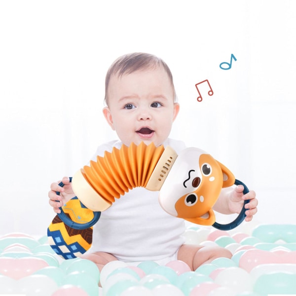Tecknad räv Dragspel Musikalisk skallra Leksak Ackompanjera Tillbehör Baby Miljövänlig plasthandklocksats (FMY)