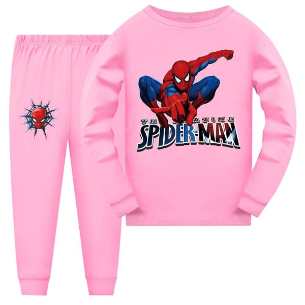 7-14 år Barn Spiderman Pyjamas Långärmad T-shirt Byxor Sovkläder Pjs Set Outfits Presenter Pink 11-12Years