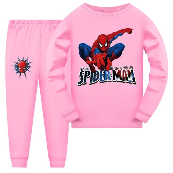 7-14 år Spiderman Pyjamas Långärmad T-shirt Byxor Sovkläder Pjs Set Outfits Gåvor Black 9-10Years