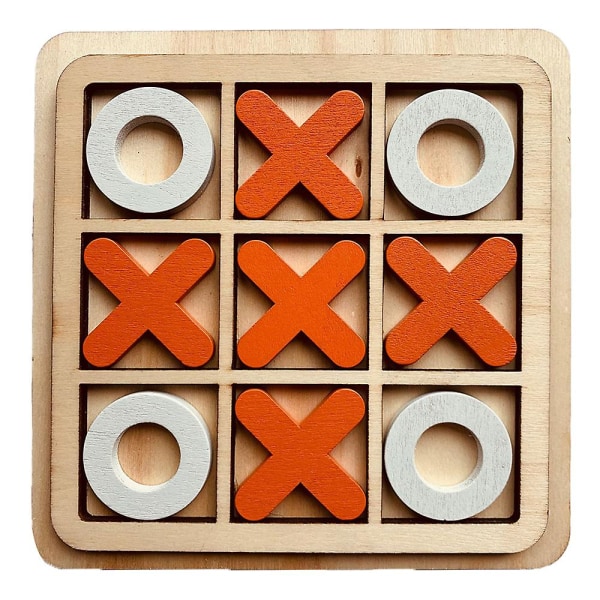 Træbræt Tic Tac Toe Spil Xo Bordlegetøj Lærerigt Til Voksne Børn Gaver Black White