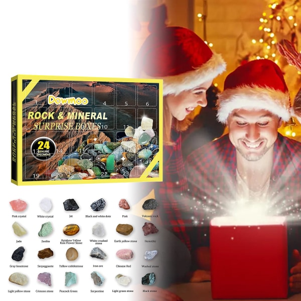 FYNDIQ11 Adventskalender  Blindbox Adventskalender med 24 Rocks Rocks Förvaringspresentförpackning Pedagogisk julklapp till barn