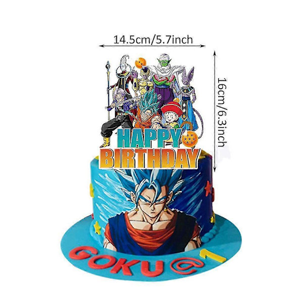 Dragon Ball -synttäritarvikkeet - Onnea syntymäpäiväksi -lippu, ilmapallot, kakkukoristeet lapsille ja aikuisille, unisex-juhlat - SNNGV