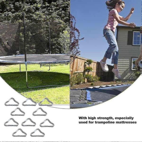 20 Stykker Rustfrit Stål Trekant Ring Spænde V-ringe kompatible Trampolin Reservedel Trampolinmåtte Håndværk