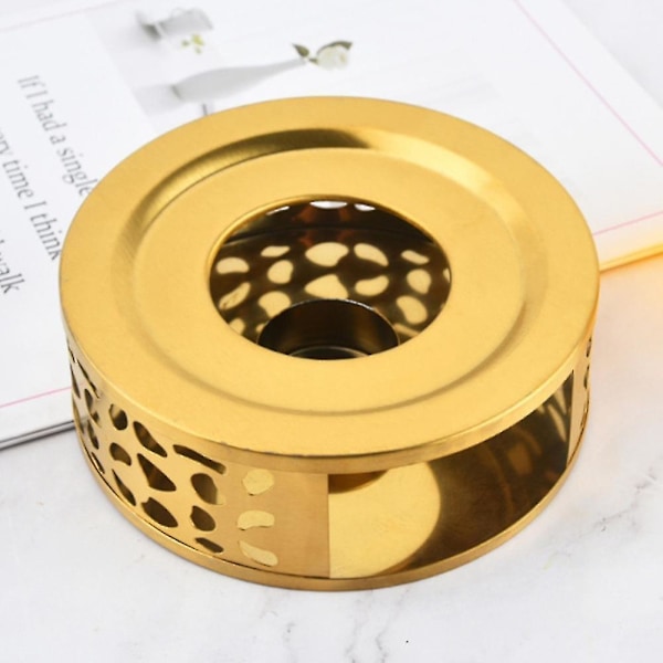 Tekannavärmare, Borstad Rostfritt Stål Tekannavärmare Med Tealight Hållare Guld