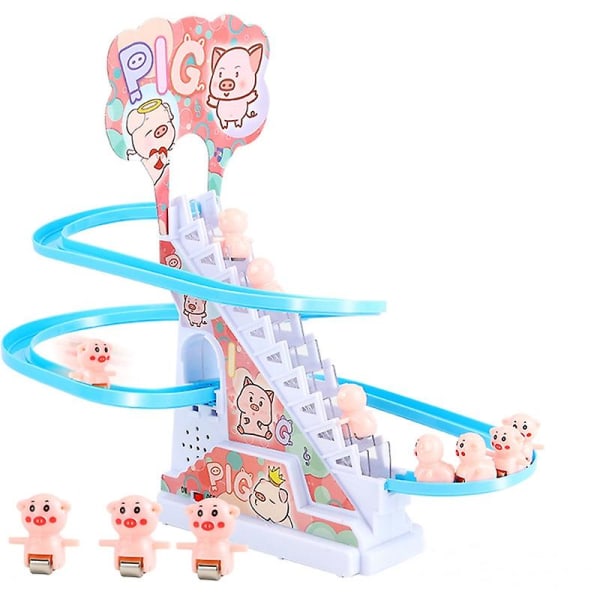 1 sæt trappe klatring legetøj dobbelt rulleskøjteløb design  multi-lag spor med blinkende lys musik forældre-barn interaktion legende rutschebane gris