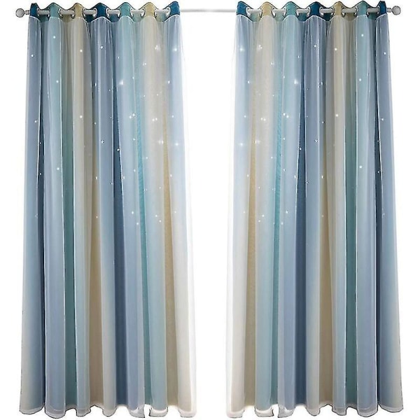 Blackout Curtain For Bedroom, Soundproof Curtain, Thermal Insulated, Blackout Curtains With Pattern (53"w X 63"h (134 X 160cm), Blue)
