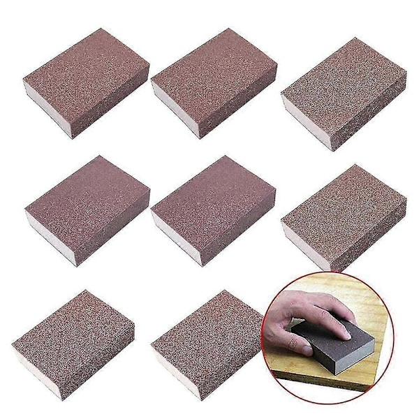 8-pack Slipsvampar Grov Fin Slipklossar I 60-220 Korn Sandskum Sandpapper För Metall Trä