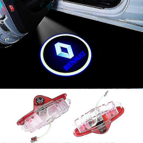 2 stk Velkomstlys til Renault Corre Proud Latitude Tallis Manlaguna Megane LED Laser Projektionslys Logo Dørlys Gulvlampe B-Style ys