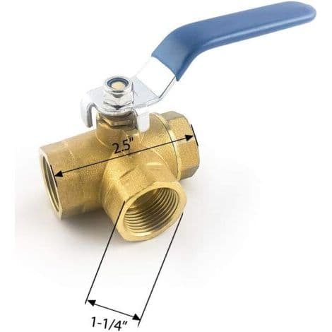 3-vejs hun-kugleventil 3/4\" – Smedet messing med kugle af rustfrit stål – PTFE-sæde – Slid- og korrosionsbestandig