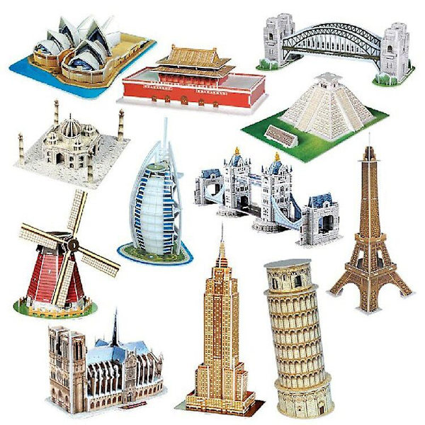 3D Papirpusles Ord Berømte Bygninger Tower Bridge Jigsaw Samlet Model Håndværk DIY Læringslegetøj Til Børn Voksne Gaver