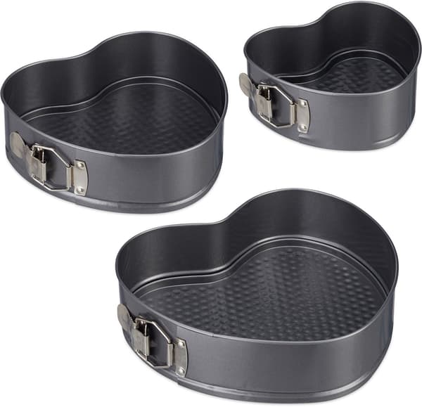 springformpanna - hjärta - 3 delar - kakform - 3 storlekar - non-stick - stål