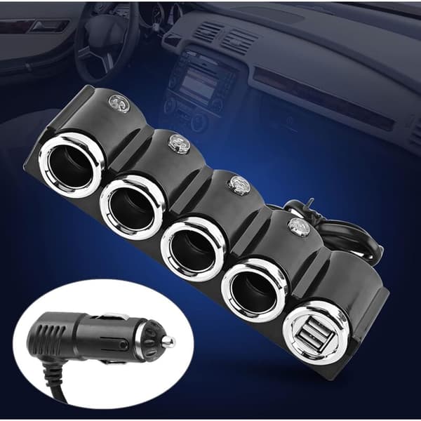 DC 12V/24V USB 4-vejs Universal Bil Cigarettænder Hurtig Oplader Adapter