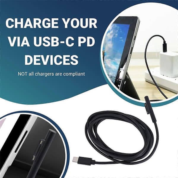 för Surface Connect till USB C Laddningskabel Kompatibel för Surface Pro 3/4/5/6/7, Surface Laptop 3/2
