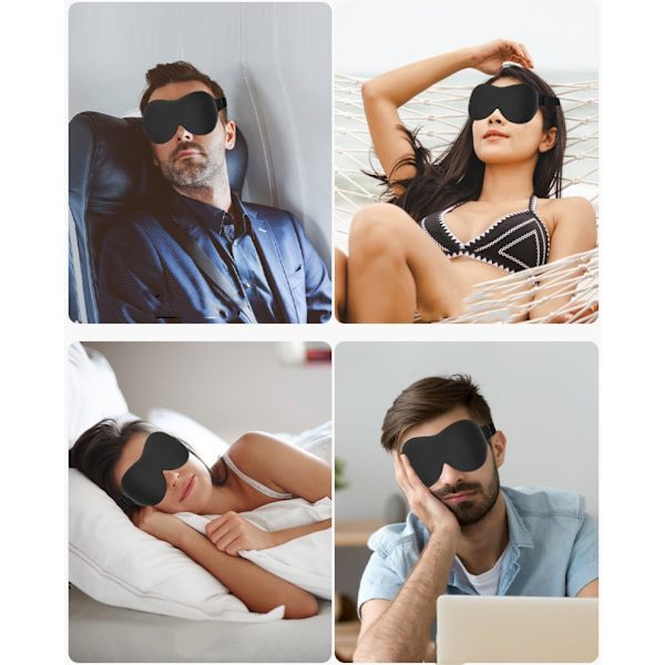 3D Sovmask för totalt mörker Svart