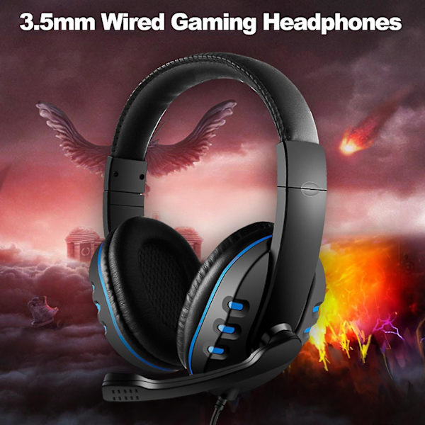 3,5 mm trådbundet spelheadset brusreducerande hörlurar med mikrofon