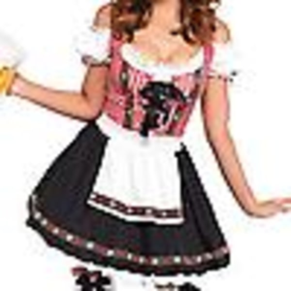 Kvinnors Tyska Oktoberfestdräkt Dirndl Traditionell Bayerisk Ölkarneval Fraulein Cosplay Piga Klädsel Outfit m