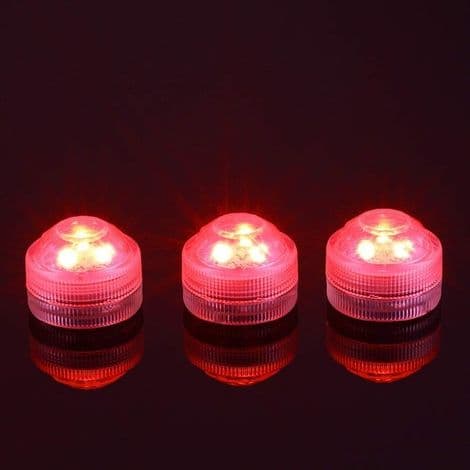 Sett med 12 vanntette LED telys, nedsenkbare, batteridrevne, hvite