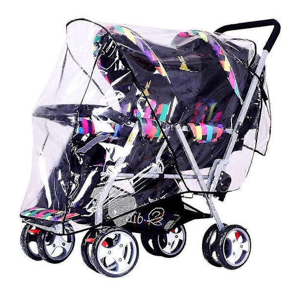 Dobbel Barnevogn Regntrekk Tandem Barnevogn Regnjakke Baby Værskjold Universal Størrelse Vanntett Vindtett