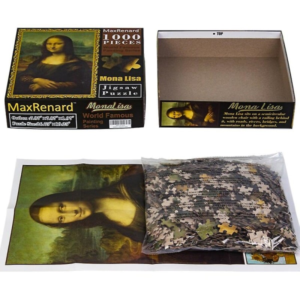 Maxrenard 1000 palan palapeli aikuisille Mona Lisa -taulu Ympäristöystävällinen paperi Joululahja lelu