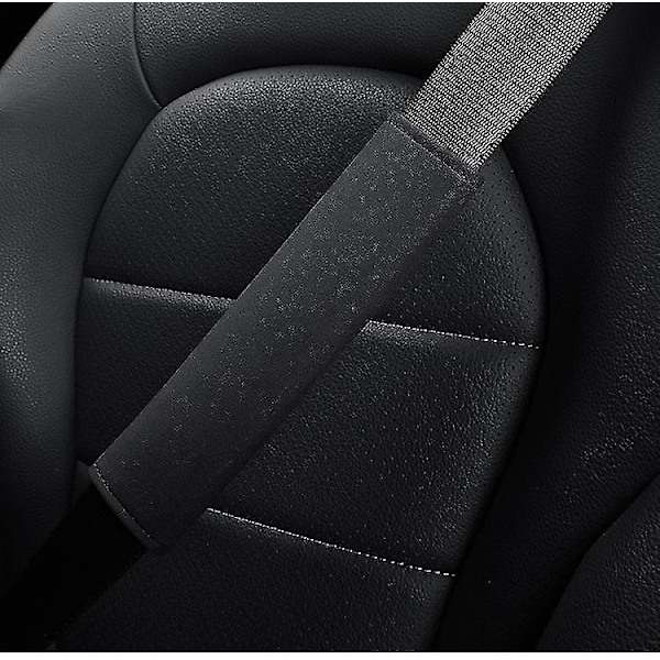 For Volvo setebelte skuldertrekk XC60/XC40/S90/S60 sikkerhetsbelte semsket skinntrekk (par, svart)-YuJia