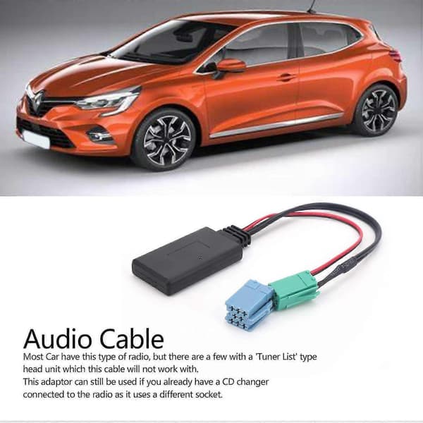 Auto Audio Adapter Mini ISO 6Pin 8Pin Stik Bluetooth 5.0 AUX Kabel til Renault Clio / Espace /