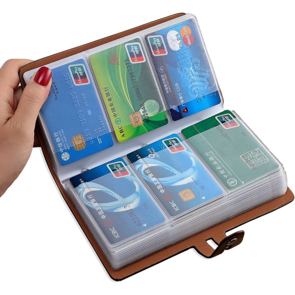 Luottokorttikotelo - Nahkainen käyntikorttikotelo, jossa 96 korttipaikkaa, jotta estetään katoaminen, 1 kpl