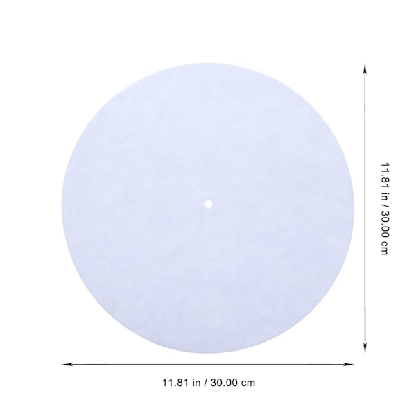 Levysoittimen lautasmatto, antistaattinen, vinyylilevyille, antivärähtelyvillamatto (valkoinen)