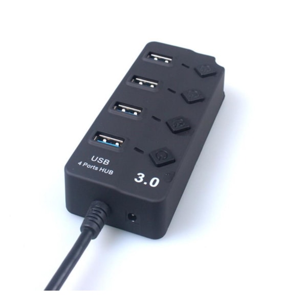 USB 3.0-hubb, multiport 4 USB med oberoende switch, USB 3.0-hubb med power