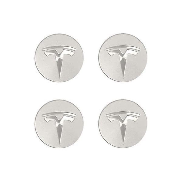 XYC Egnet til Tesla Model 3 hjulcenterdæksel logo - sort sølv logo (fire pak)