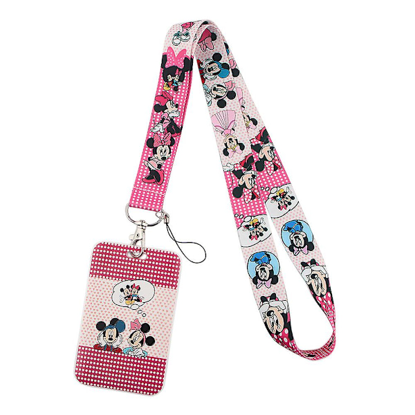Disney Mickey Minnie Mouse Söt Cartoon Nackband Arbets Skola ID-Korthållare Halsrem
