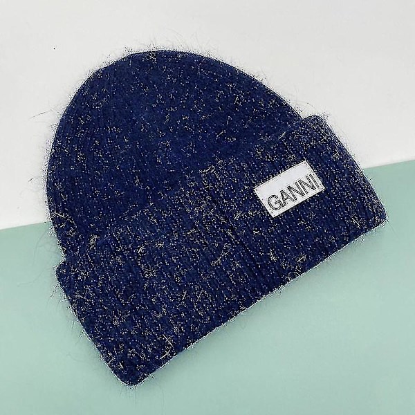 Neulottu Miesten ja Naisten Ganni Talvi Lämmin Paksu Pipo Reunaa Pitkin Neulottu Joustava Beanie-Pipo